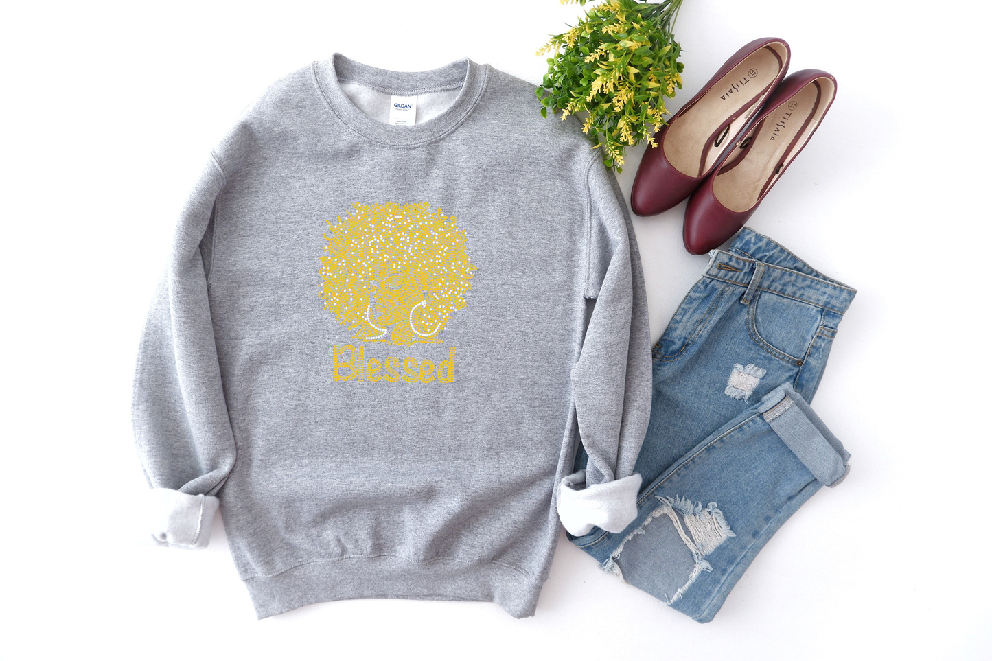 Afro blessed Rhinestone hoodies/sweatshirts
