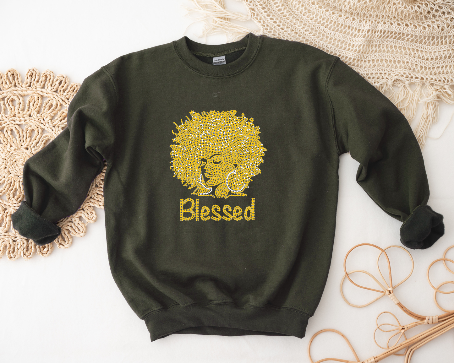 Afro blessed Rhinestone hoodies/sweatshirts