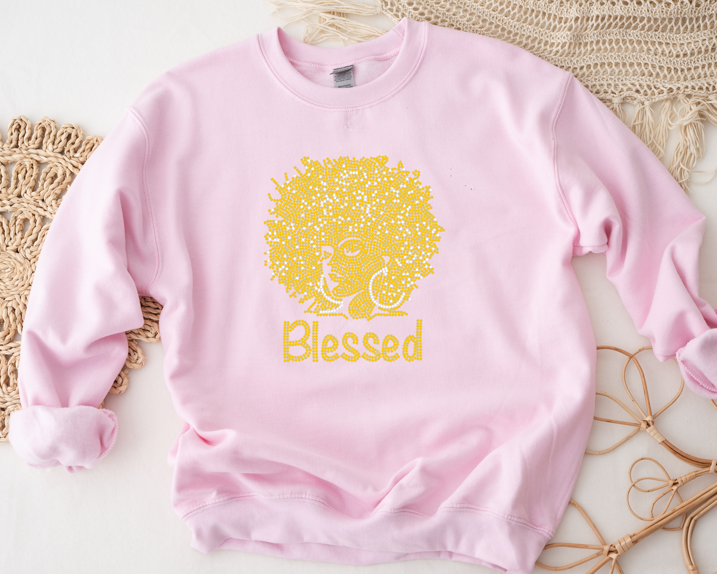 Afro blessed Rhinestone hoodies/sweatshirts