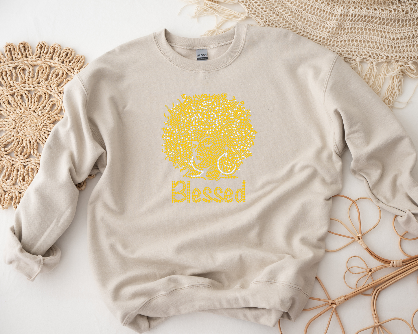 Afro blessed Rhinestone hoodies/sweatshirts
