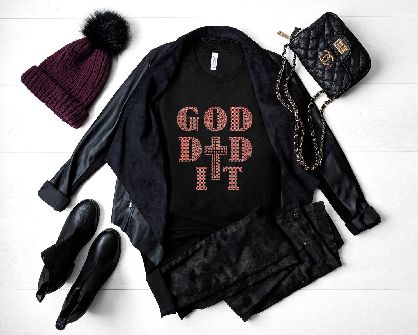 God did it Rhinestone T-Shirt
