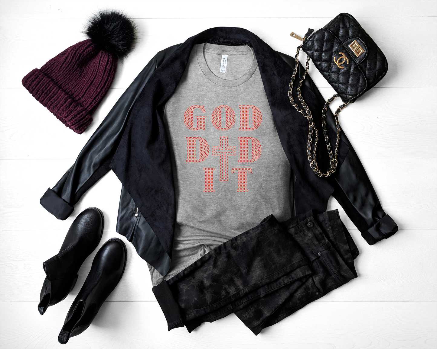 God did it Rhinestone T-Shirt