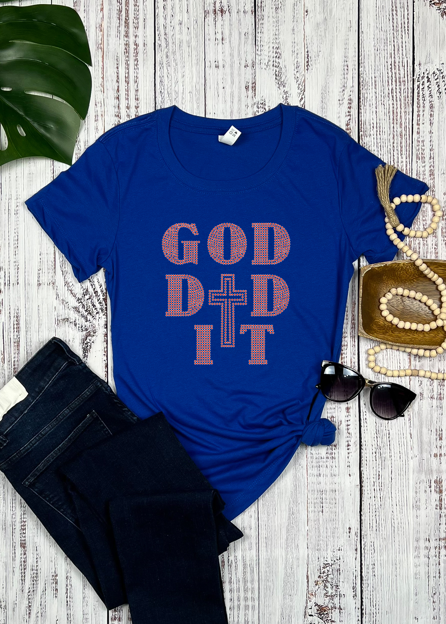 God did it Rhinestone T-Shirt