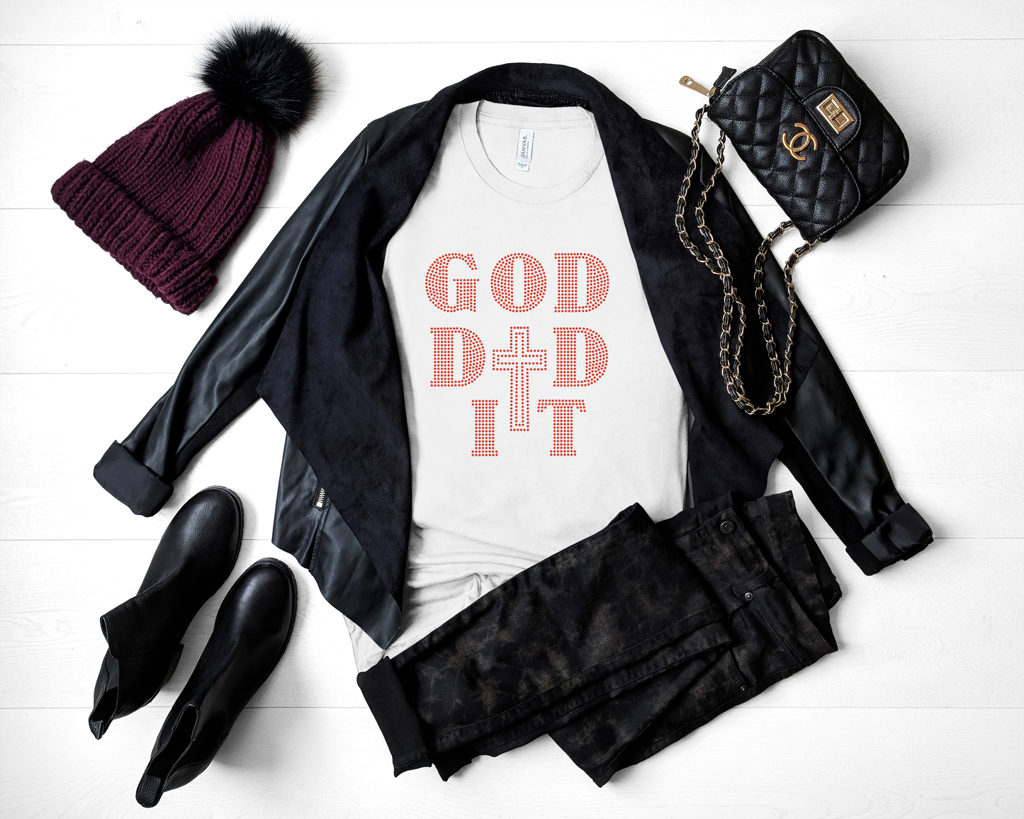 God did it Rhinestone T-Shirt