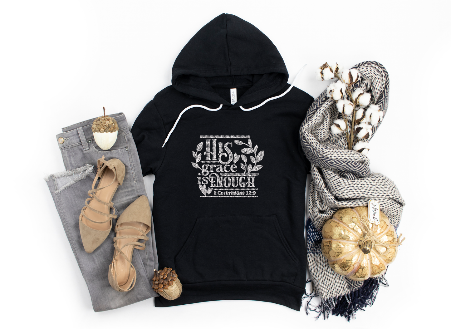 His grace is enough Rhinestone hoodies/sweatshirts