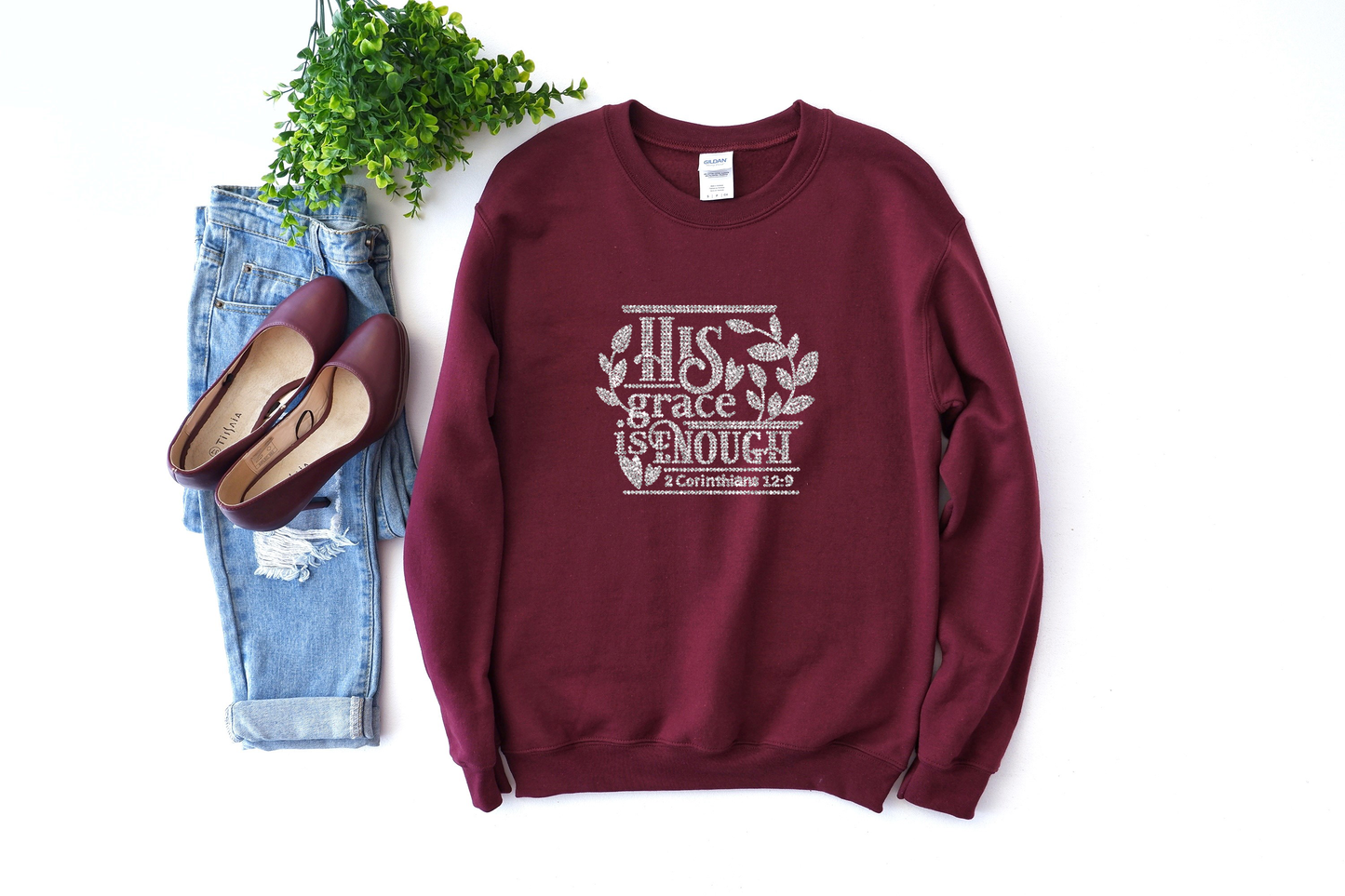His grace is enough Rhinestone hoodies/sweatshirts