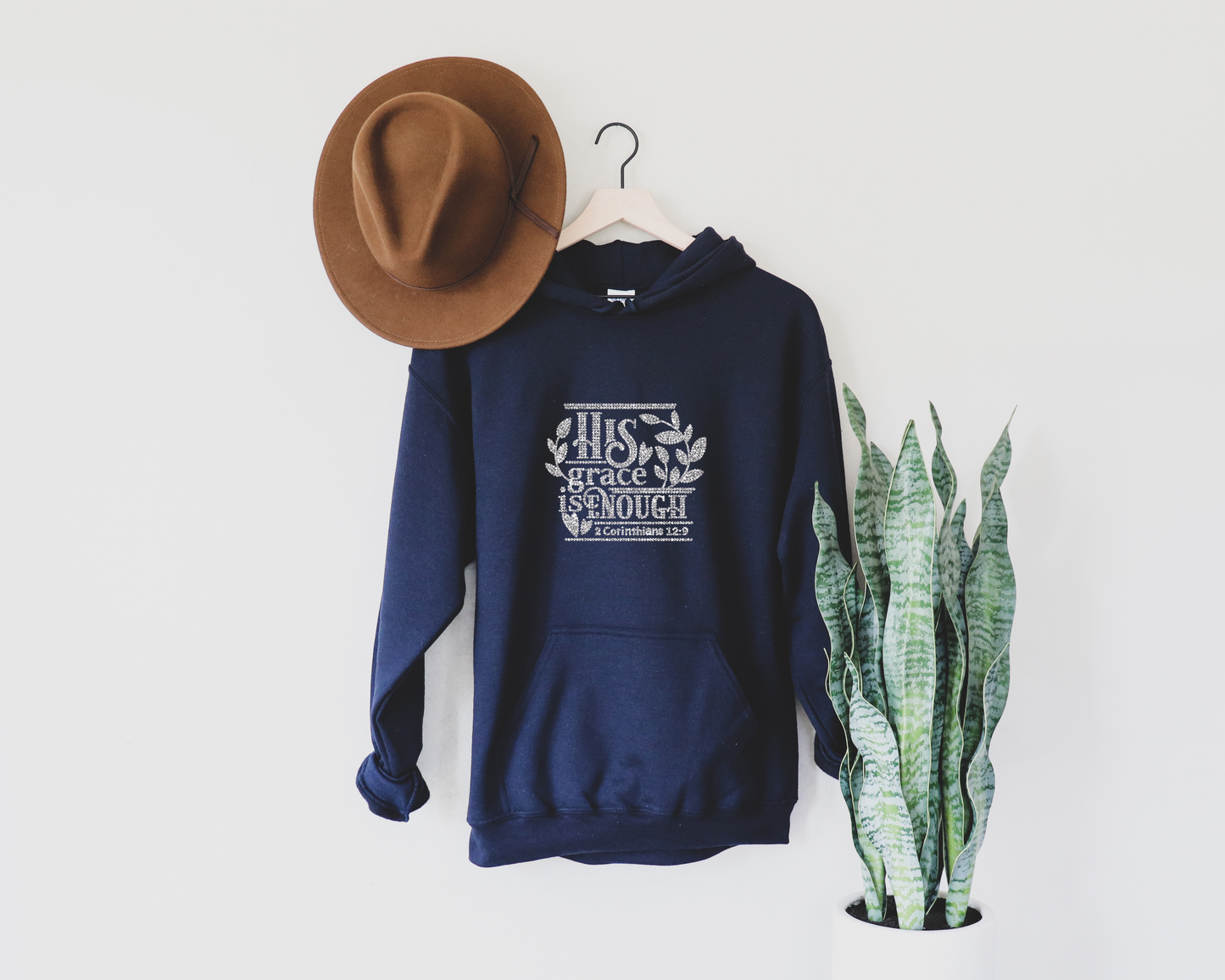 His grace is enough Rhinestone hoodies/sweatshirts