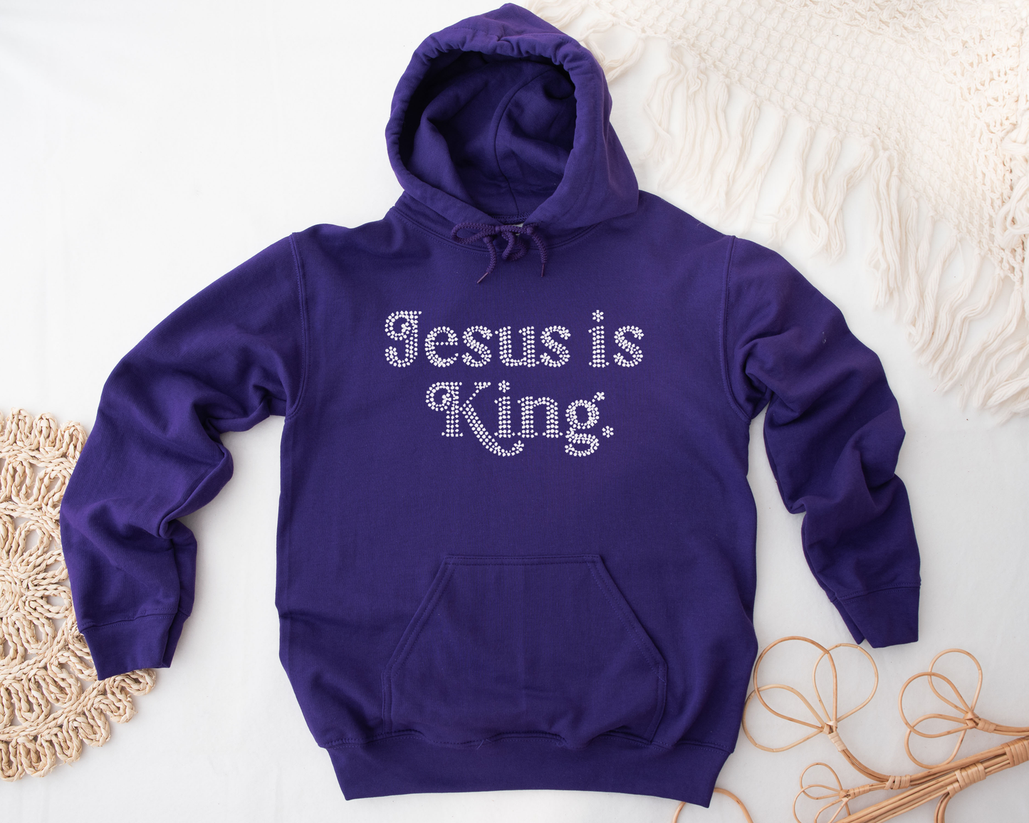 Jesus is King Rhinestone hoodies/sweatshirts