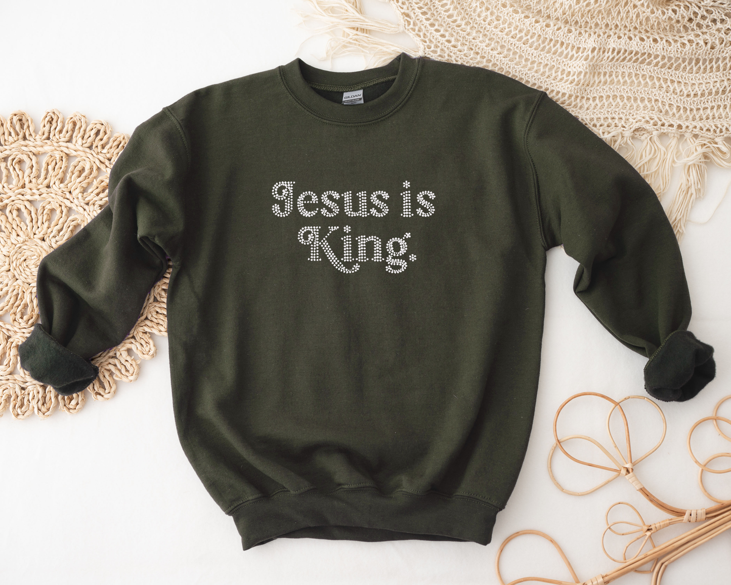 Jesus is King Rhinestone hoodies/sweatshirts
