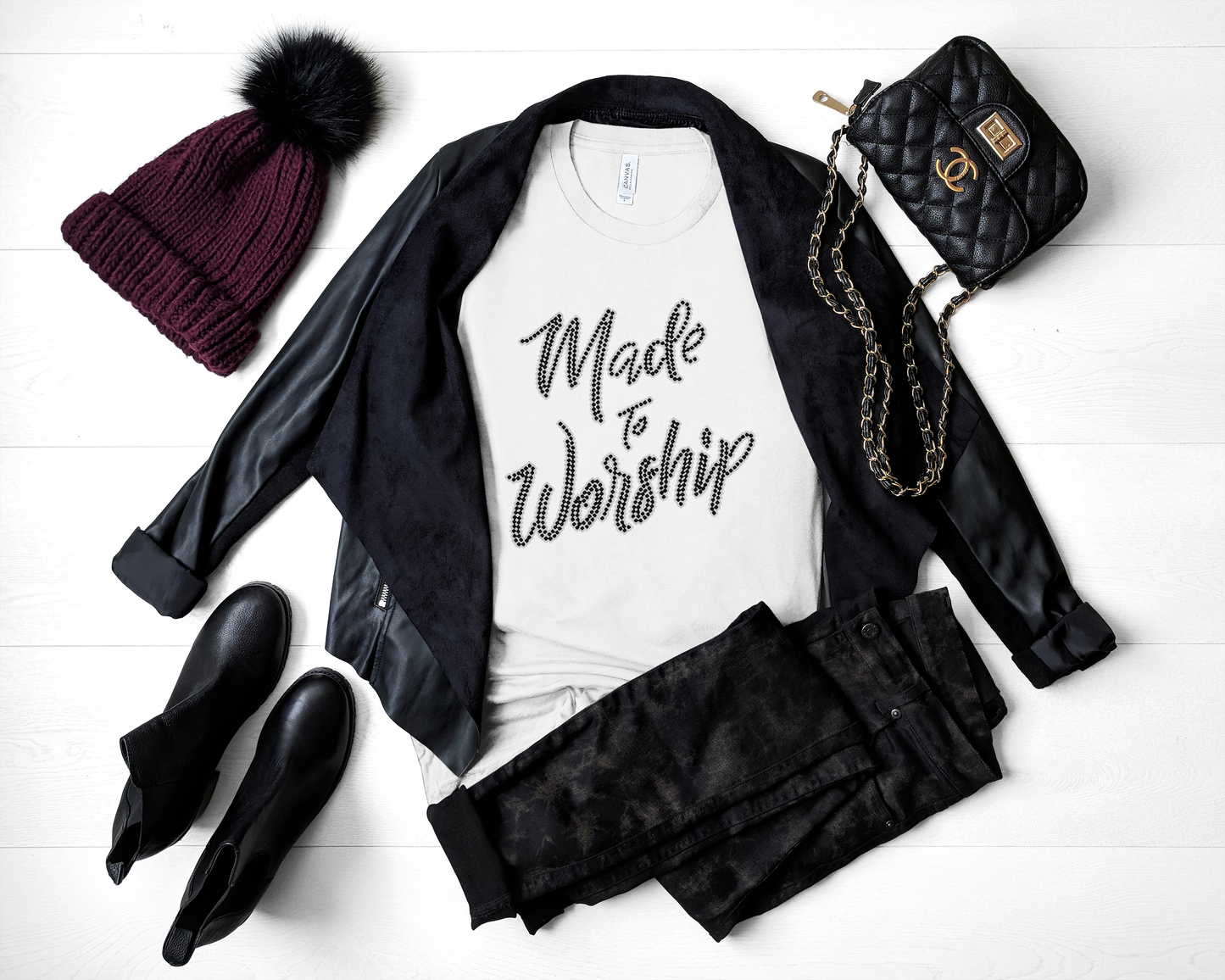 Made to worship Rhinestone T-Shirt.