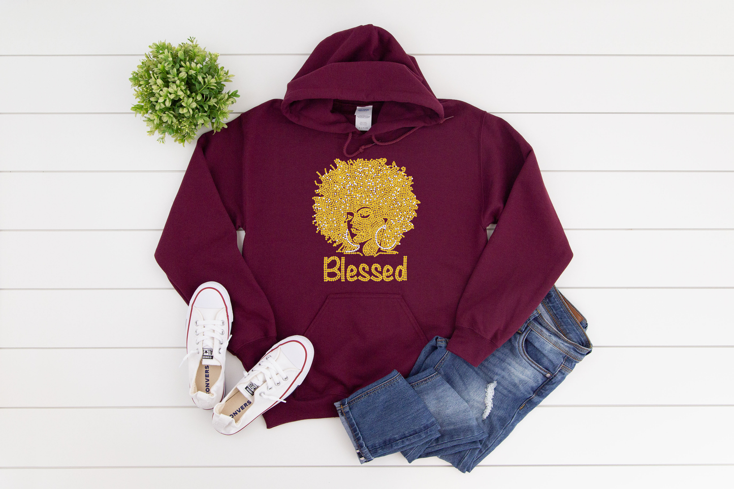 Afro blessed Rhinestone hoodies/sweatshirts