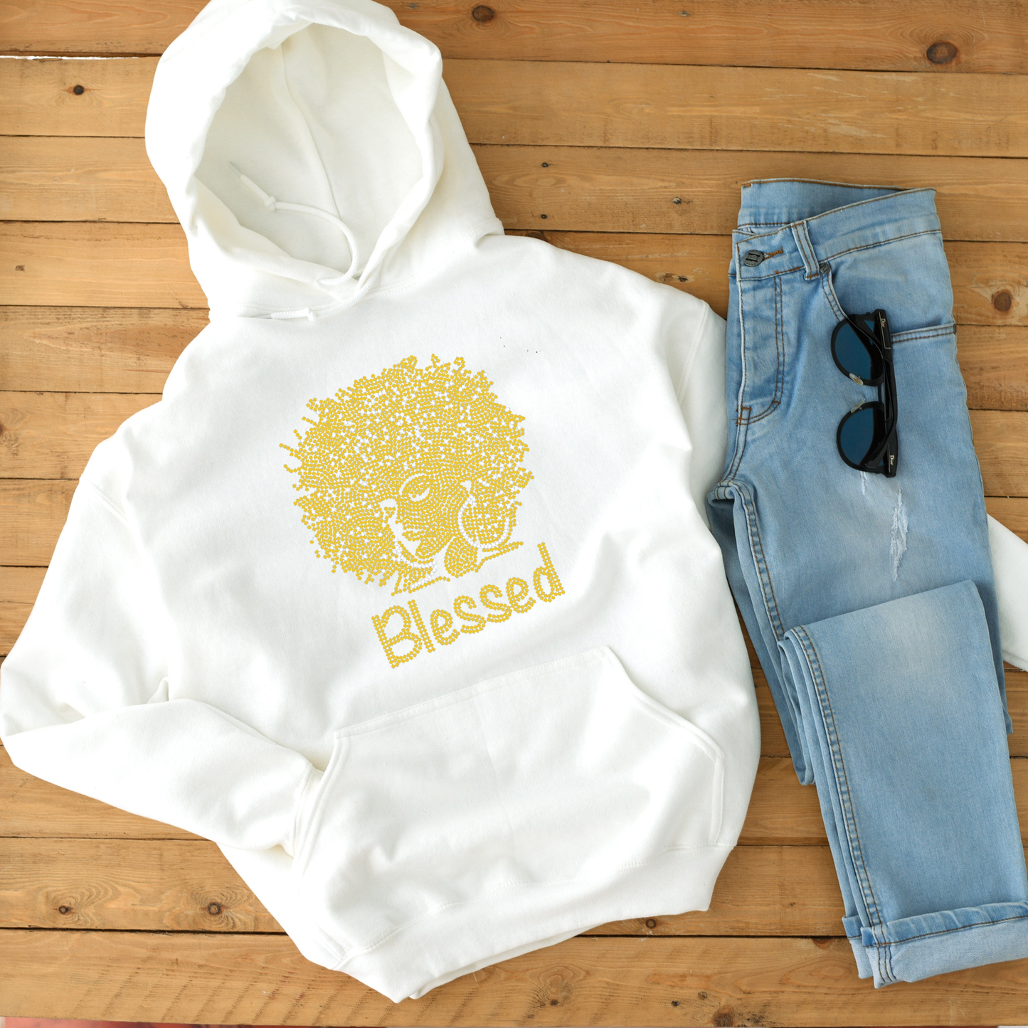 Afro blessed Rhinestone hoodies/sweatshirts