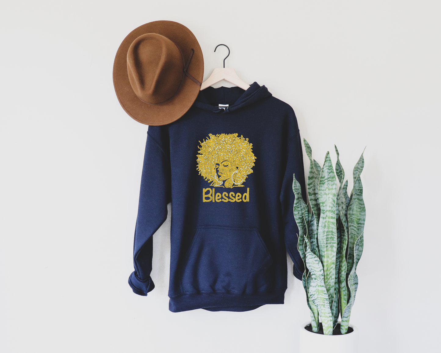 Afro blessed Rhinestone hoodies/sweatshirts