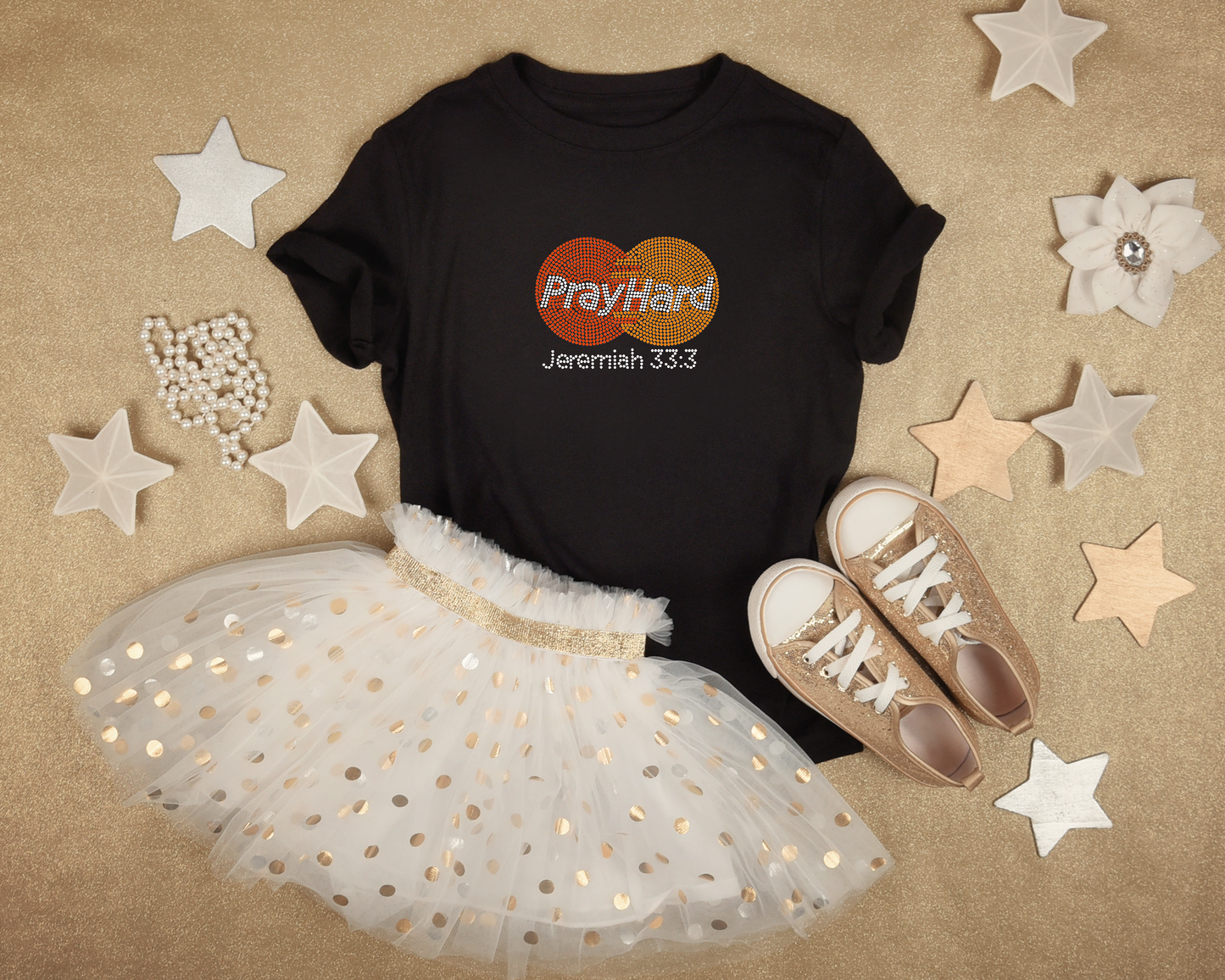 Pray hard Kids Bling Kid Shirt