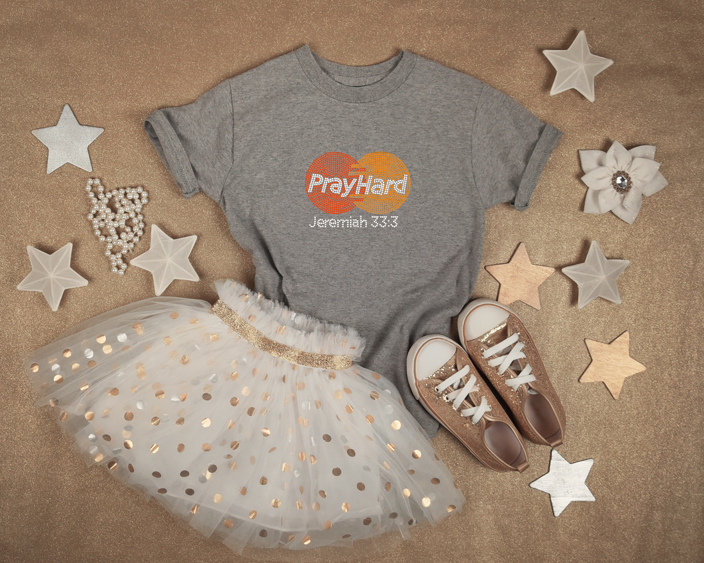 Pray hard Kids Bling Kid Shirt