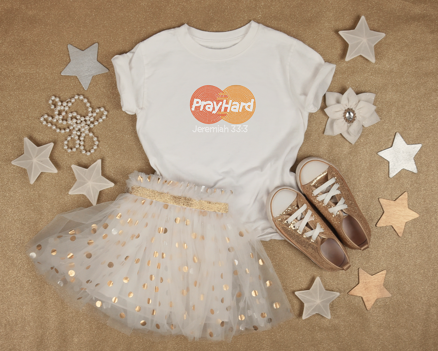 Pray hard Kids Bling Kid Shirt