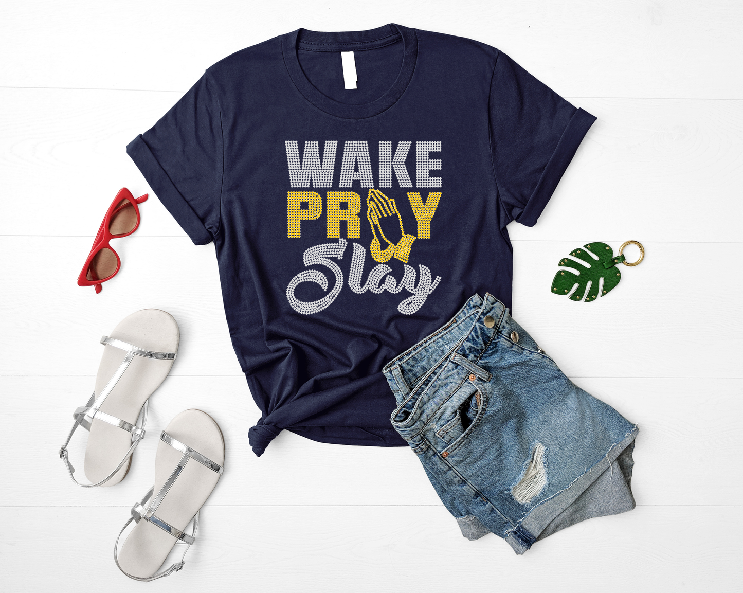 Wake Pray Slay Rhinestone T-Shirt