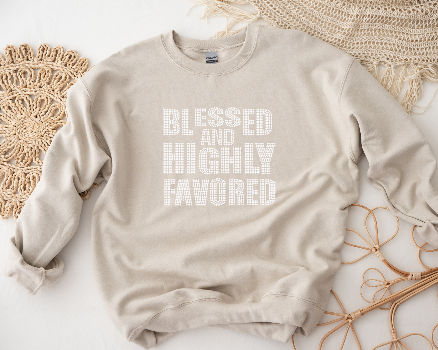 Blessed and Highly Favored Rhinestone hoodies/sweatshirts