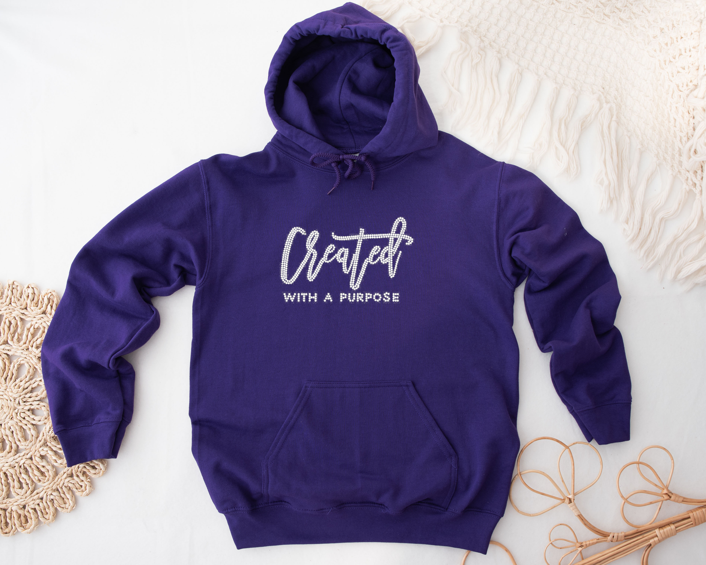 Created with a purpose Rhinestone hoodies/sweatshirts