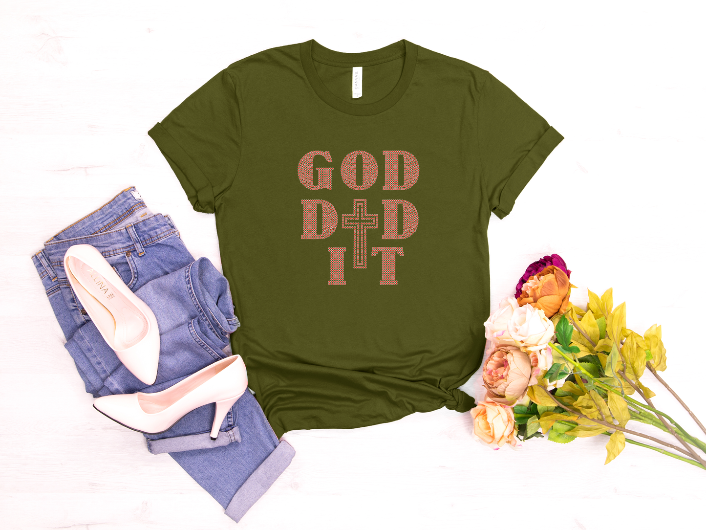 God did it Rhinestone T-Shirt
