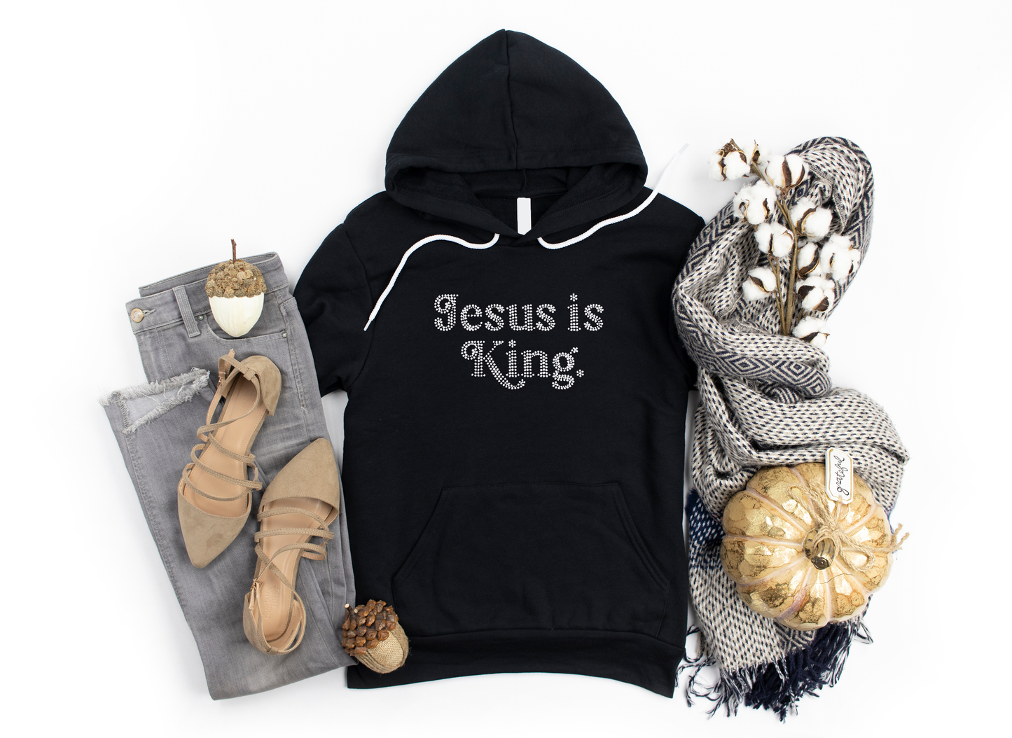 Jesus is King Rhinestone hoodies/sweatshirts
