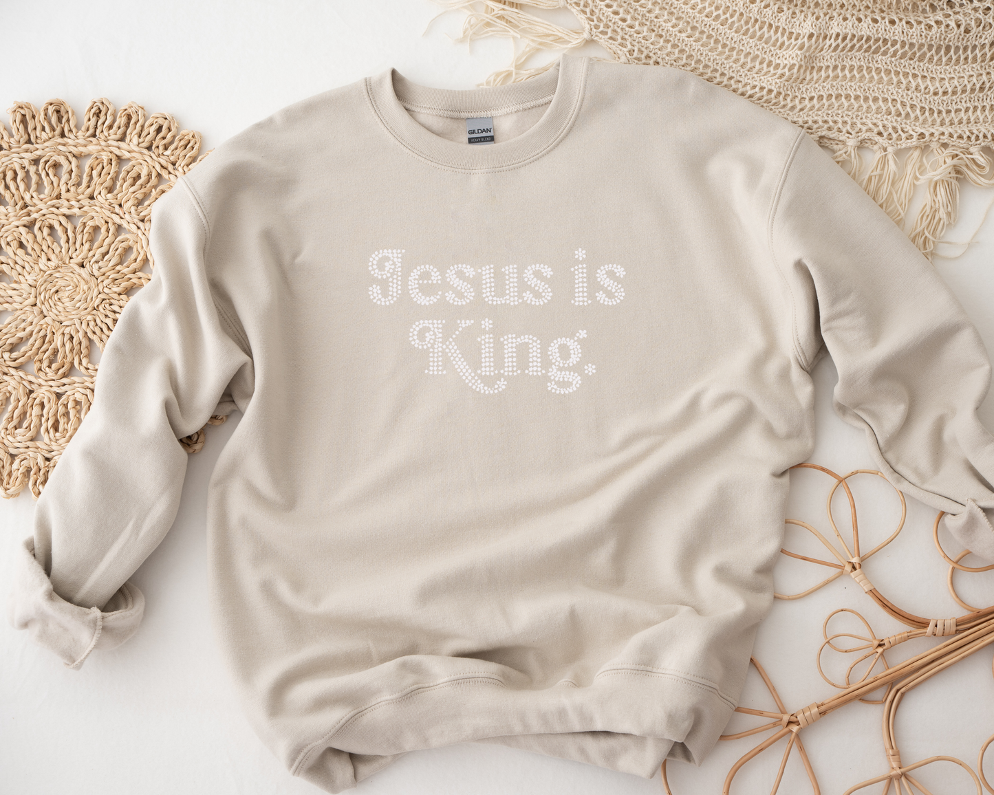 Jesus is King Rhinestone hoodies/sweatshirts