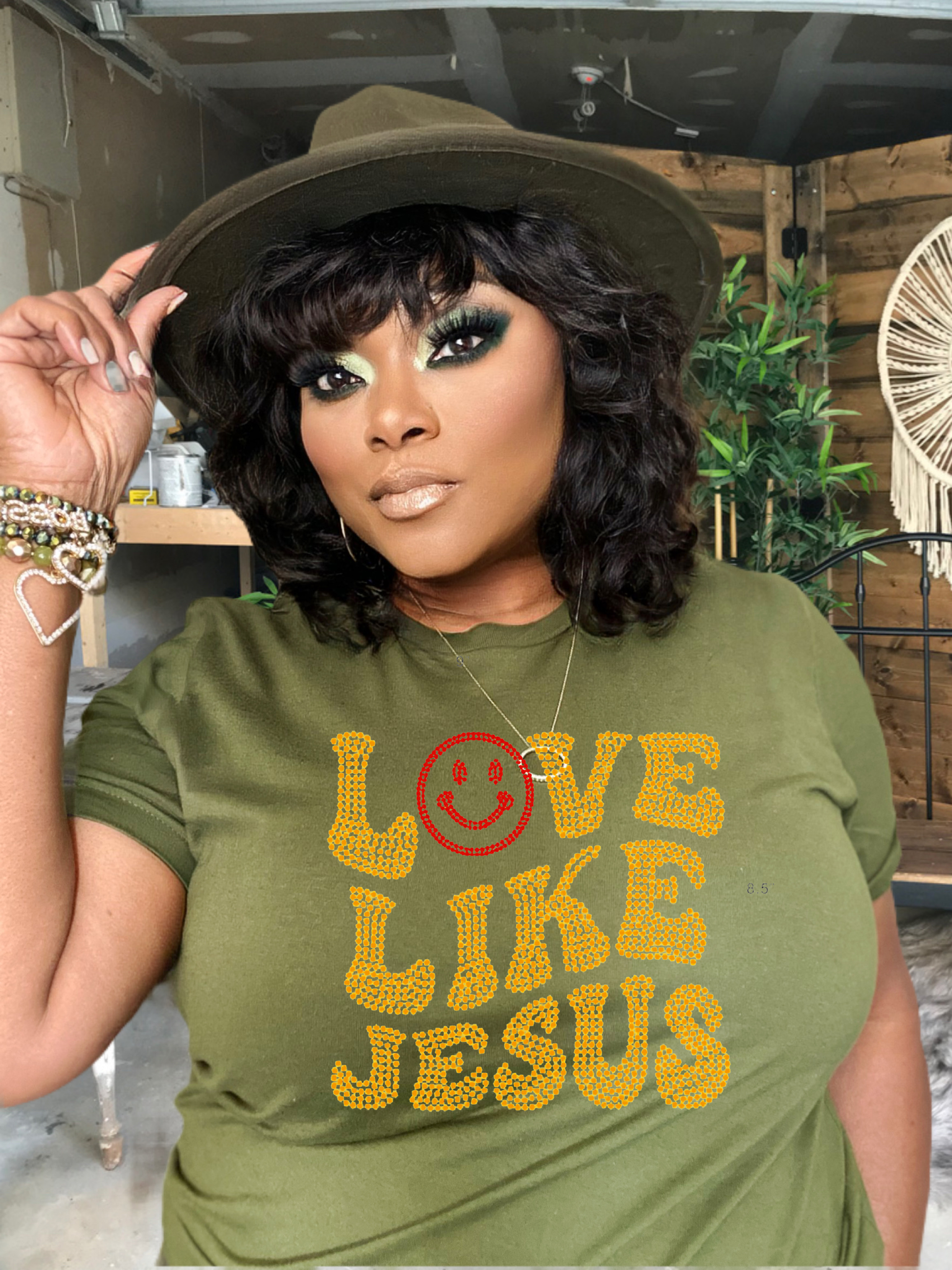 Love Like Jesus rhinestone t shirt ShopVictoryWearapparel