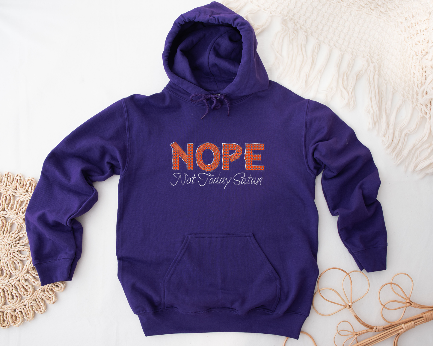 Nope Not today Satan Rhinestone hoodies/sweatshirts