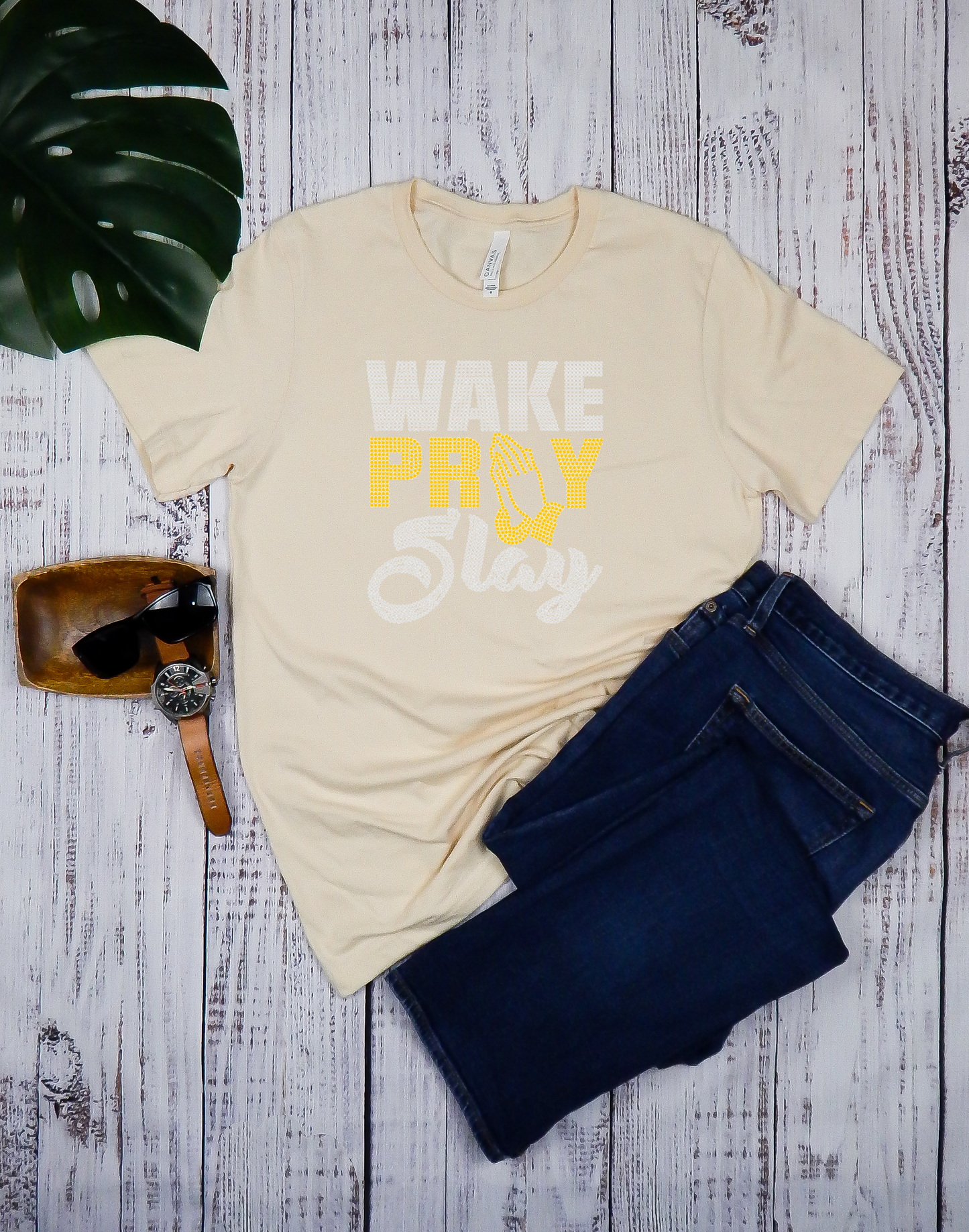 Wake Pray Slay Rhinestone T-Shirt