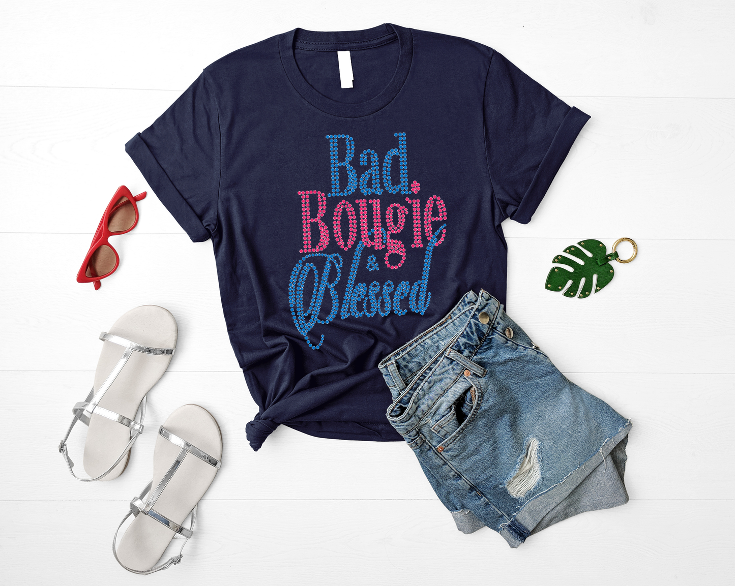 Bad Bougie & Blessed Rhinestone T-Shirt