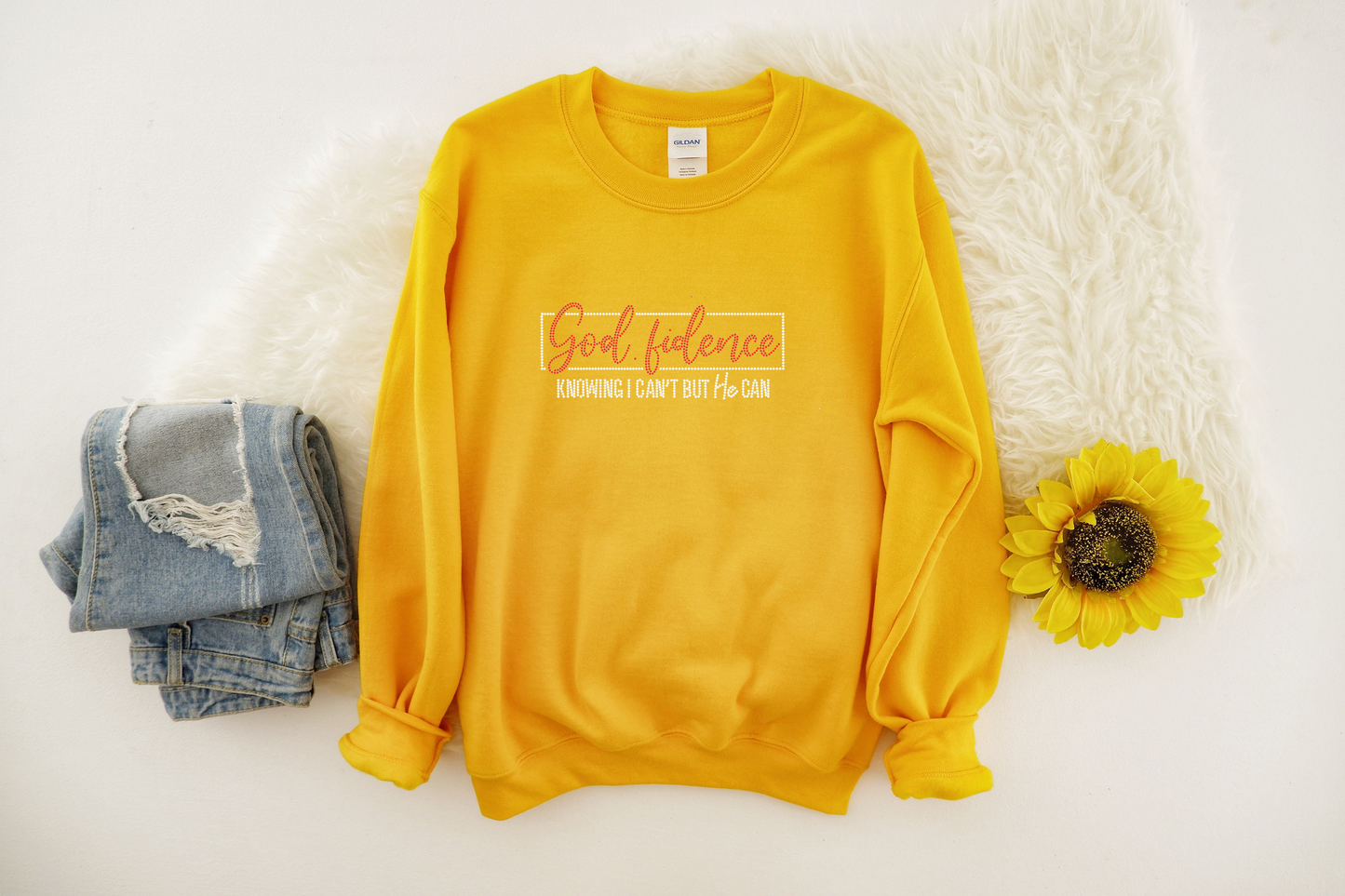 Godfidence Rhinestone hoodies/sweatshirts