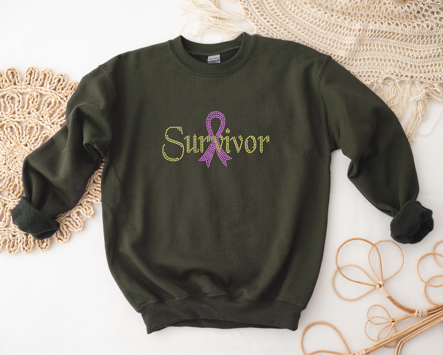 survivor breast cancer Rhinestone hoodies/sweatshirts